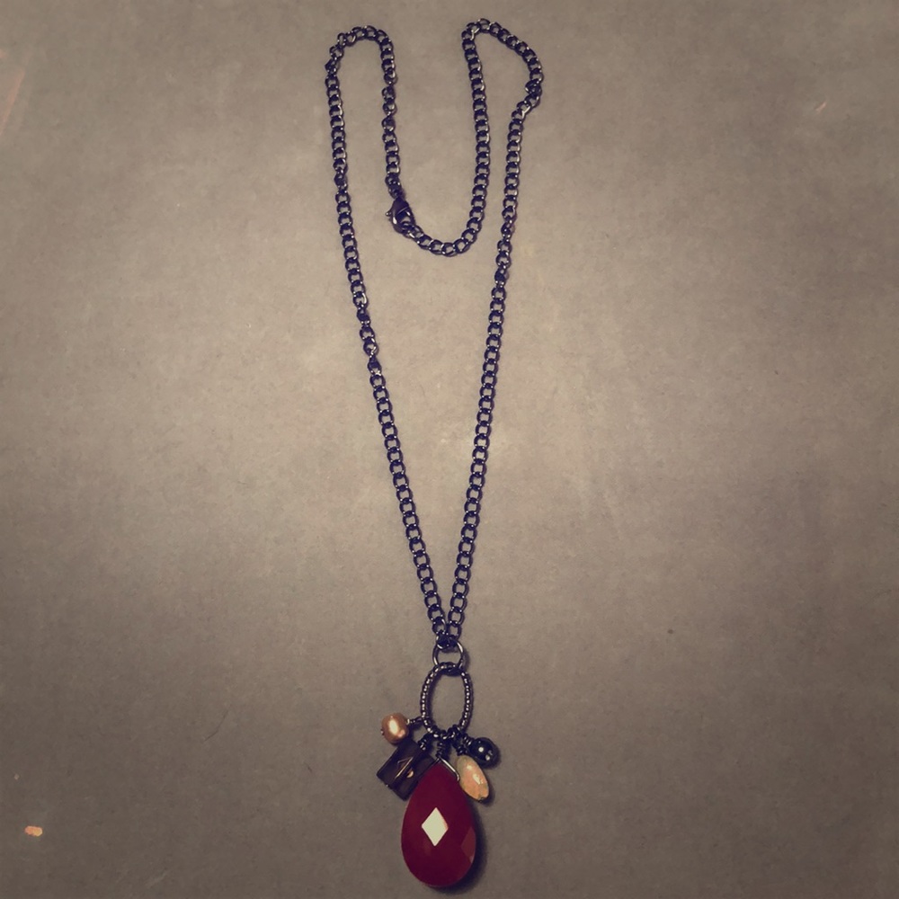 Gunmetal necklace with Pendant. Handmade